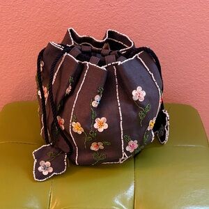 Elizabeth Arden Beaded mother of pearl Floral Gray  Mini Bag